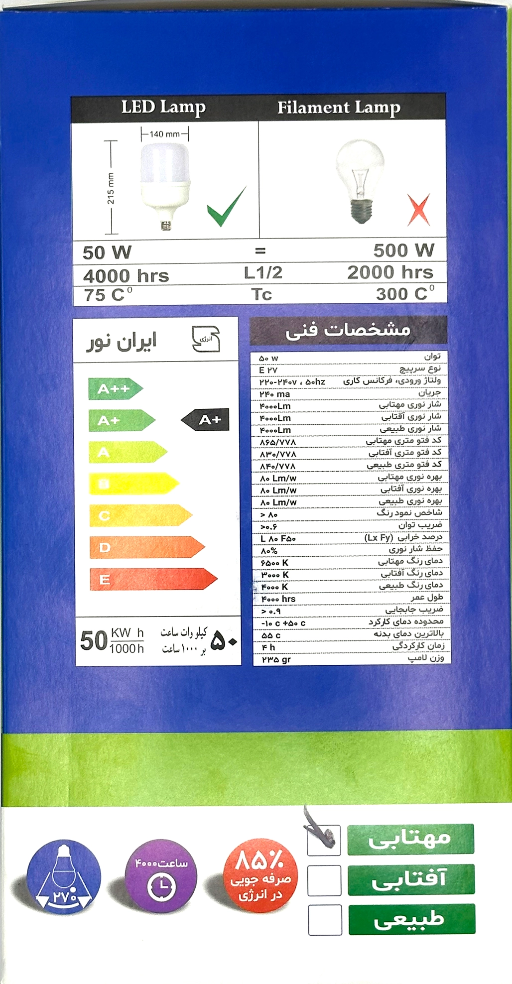 استوانه ای 50وات ایران نور